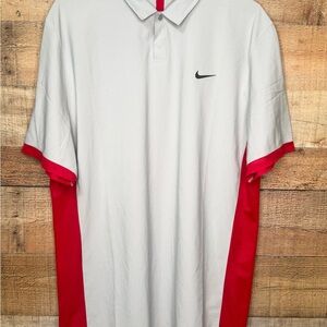 Nike Tiger Woods Collection Polo Shirt Mens XL Gray Red Short Sleeve 639818